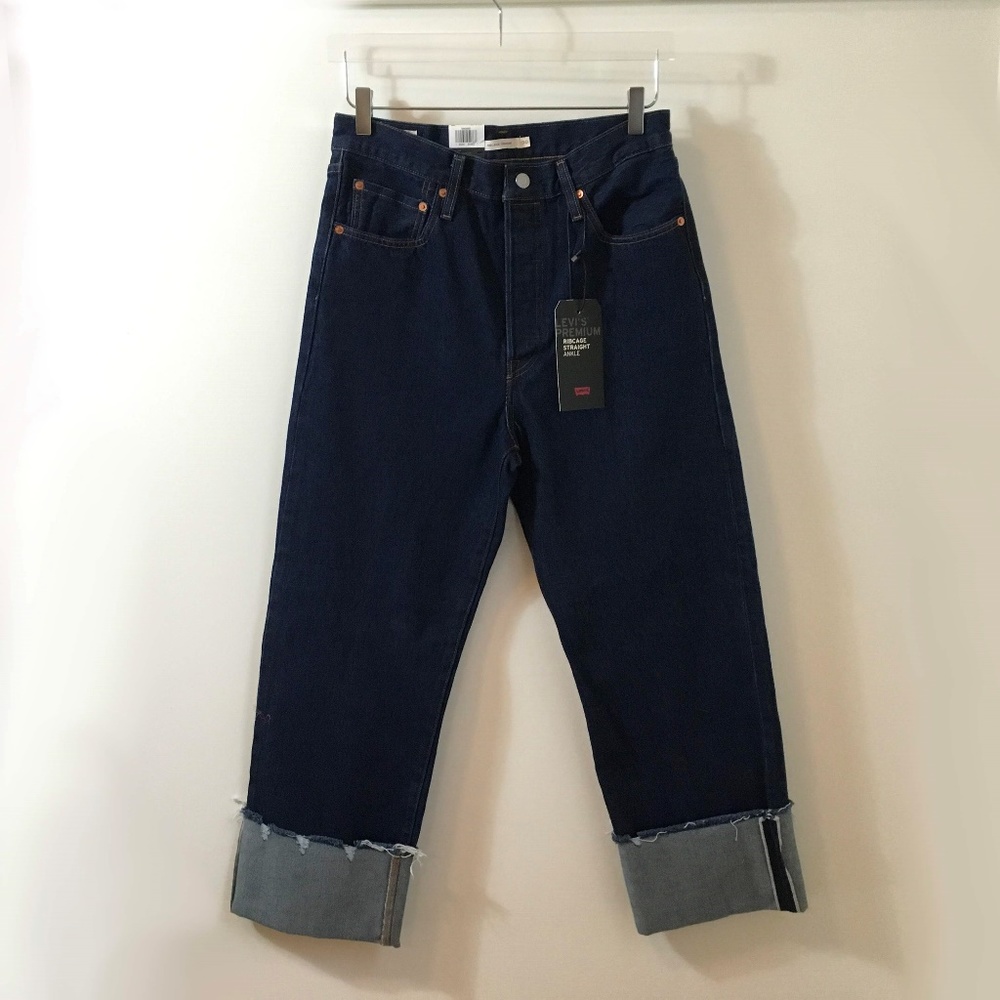 Levi’s Ribcage Straight Ankle Selvedge Dark Jeans